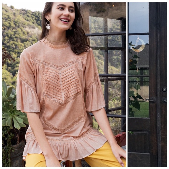 POL Femme Coral Woven Tunic Top - Picture 5 of 11